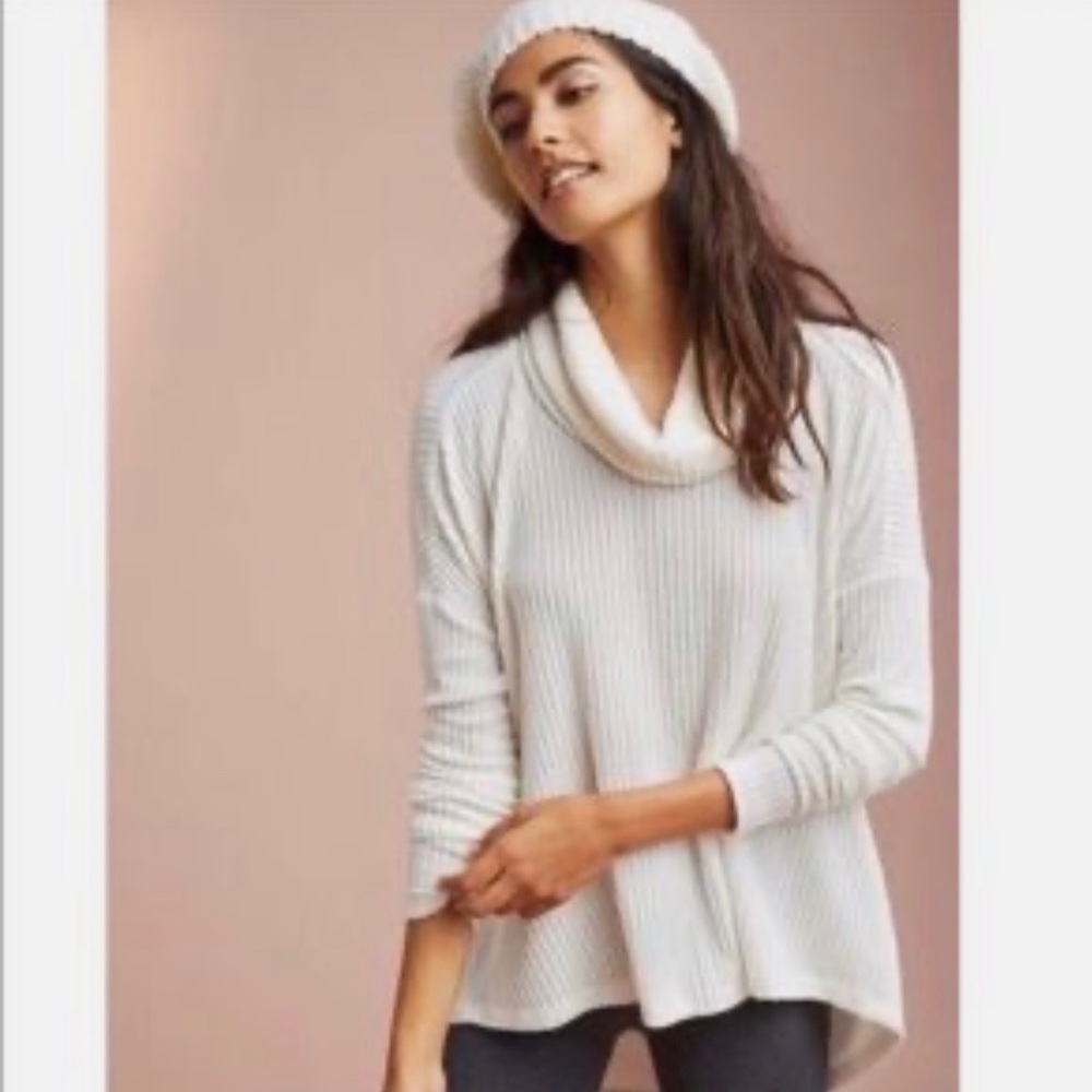 Anthropologie Saturday Sunday Wide Ribbed Cowl-neck Sweater
